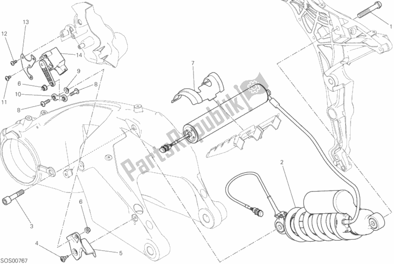 Todas las partes para Amortiguador Trasero de Ducati Multistrada 1200 S Touring 2016